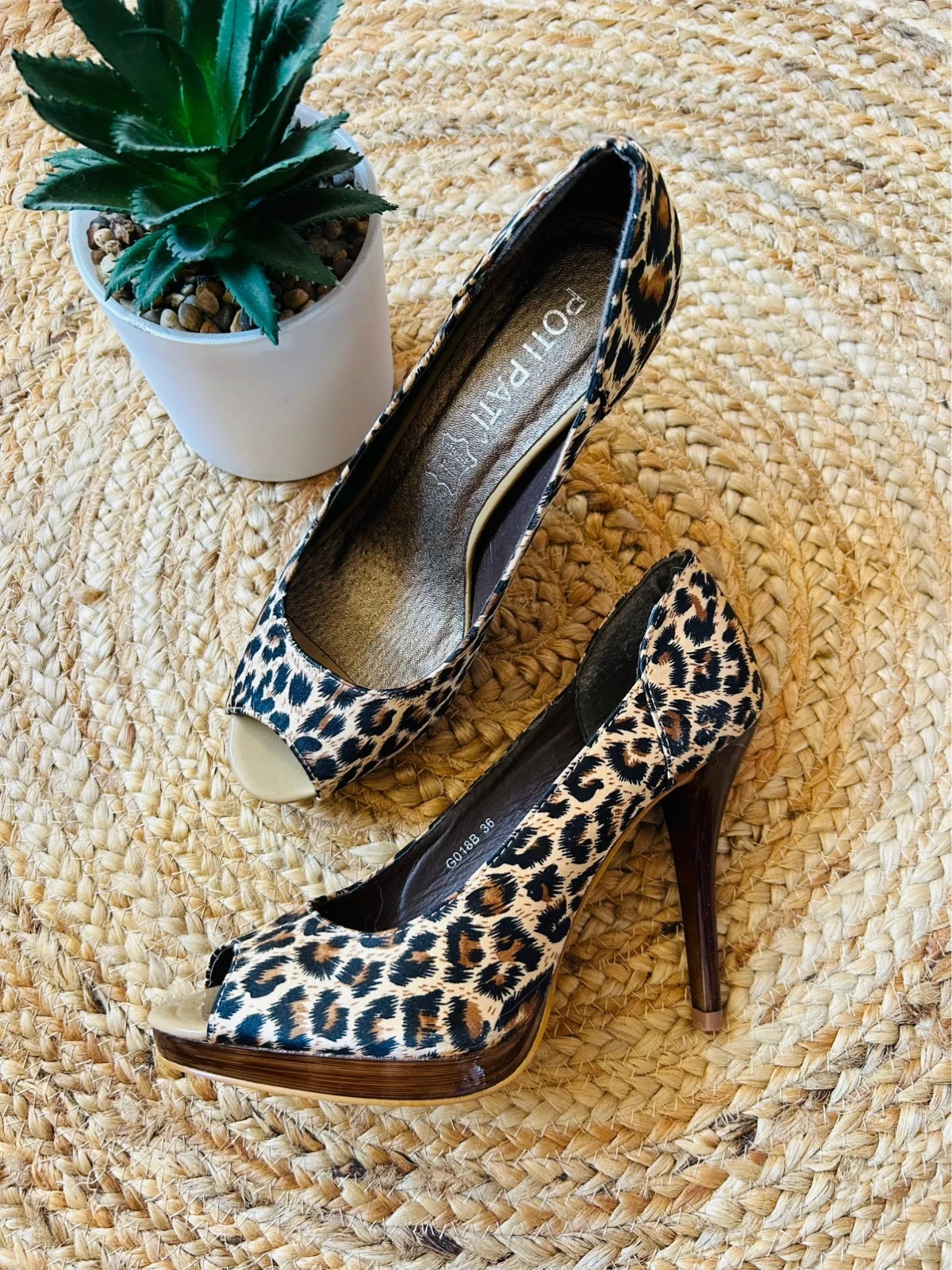 👠🐆Escarpins Léopard Glamour Chic EU36 Glam Elegant Leopard Peep Toe Heels UK3🐆👠
